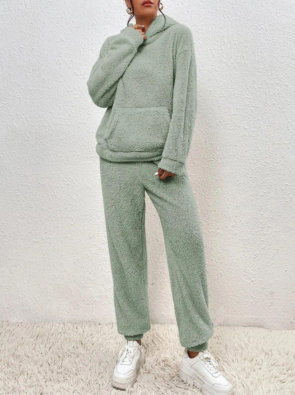 Drune | Kapuzenpullover Weiches Sherpa Fleece Lässige Passform Langärmlig Und Warm