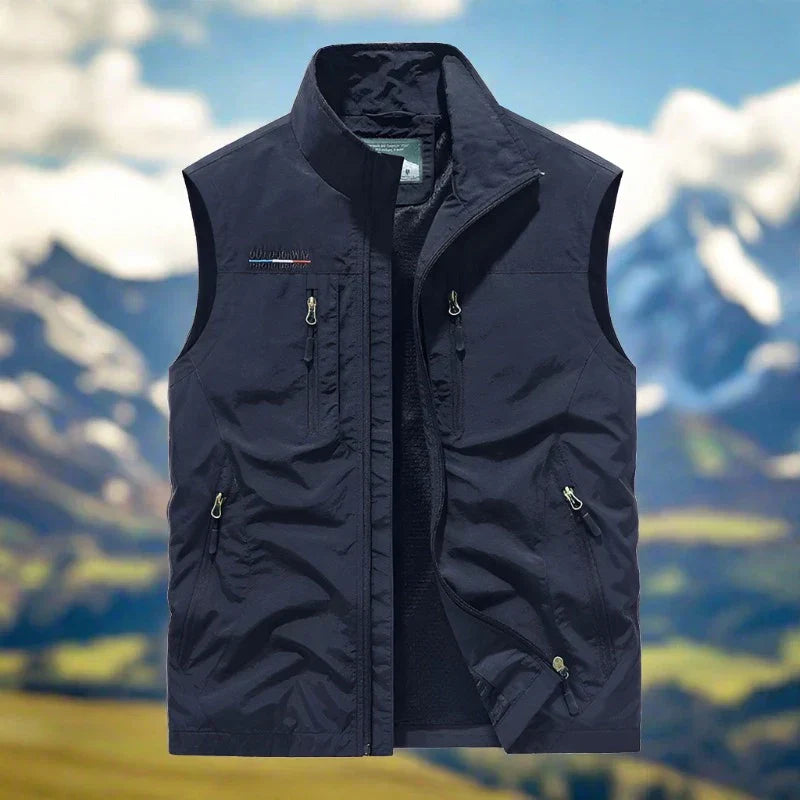 Drune Herren Outdoor-Weste mit Reißverschluss und mehreren Taschen