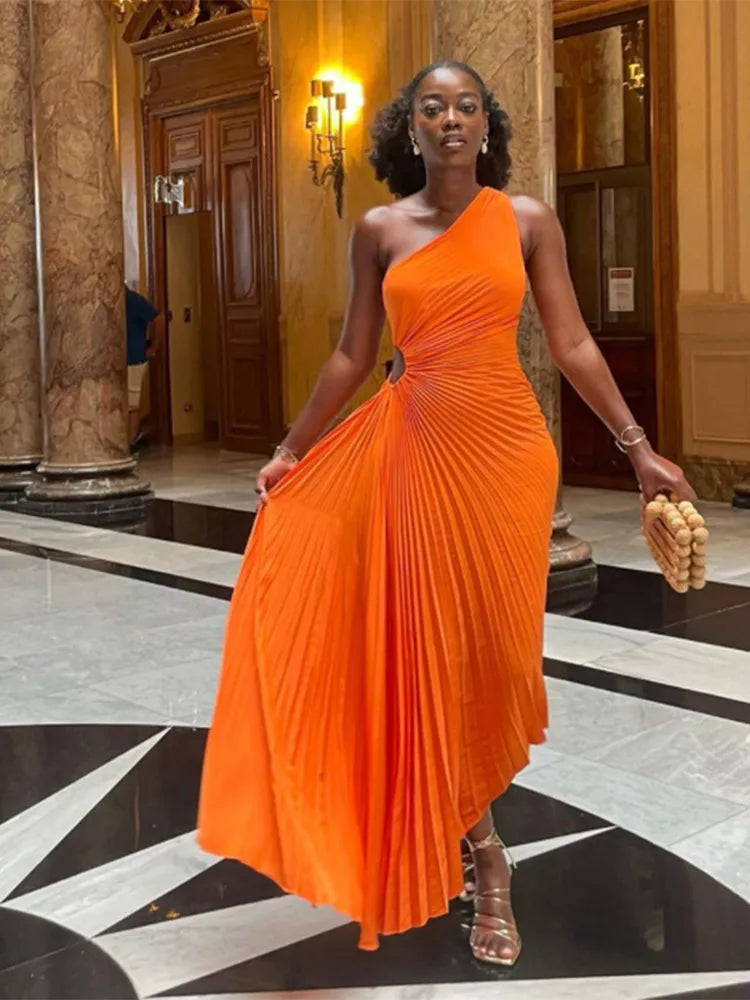 Drune - Abendkleid mit Volants und Lederbesatz für Damen