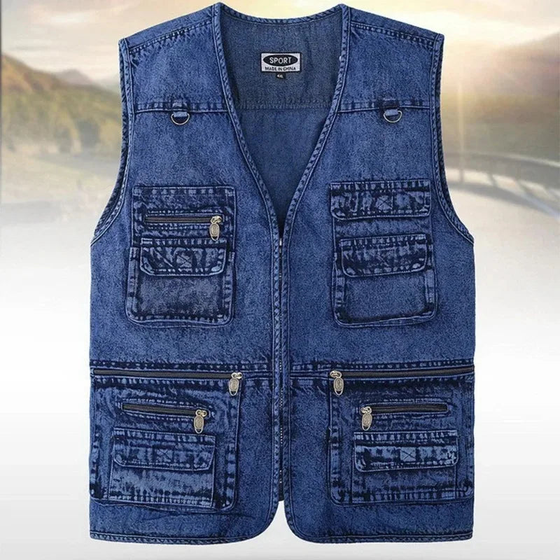 Drune | Ärmellose Jeansweste Mit Mehreren Taschen Für Herren