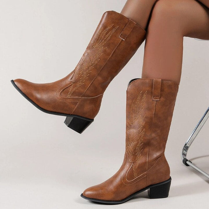 Drune Cowboy-Stiefel | Hochwertige Damenstiefel mit Boho-Print