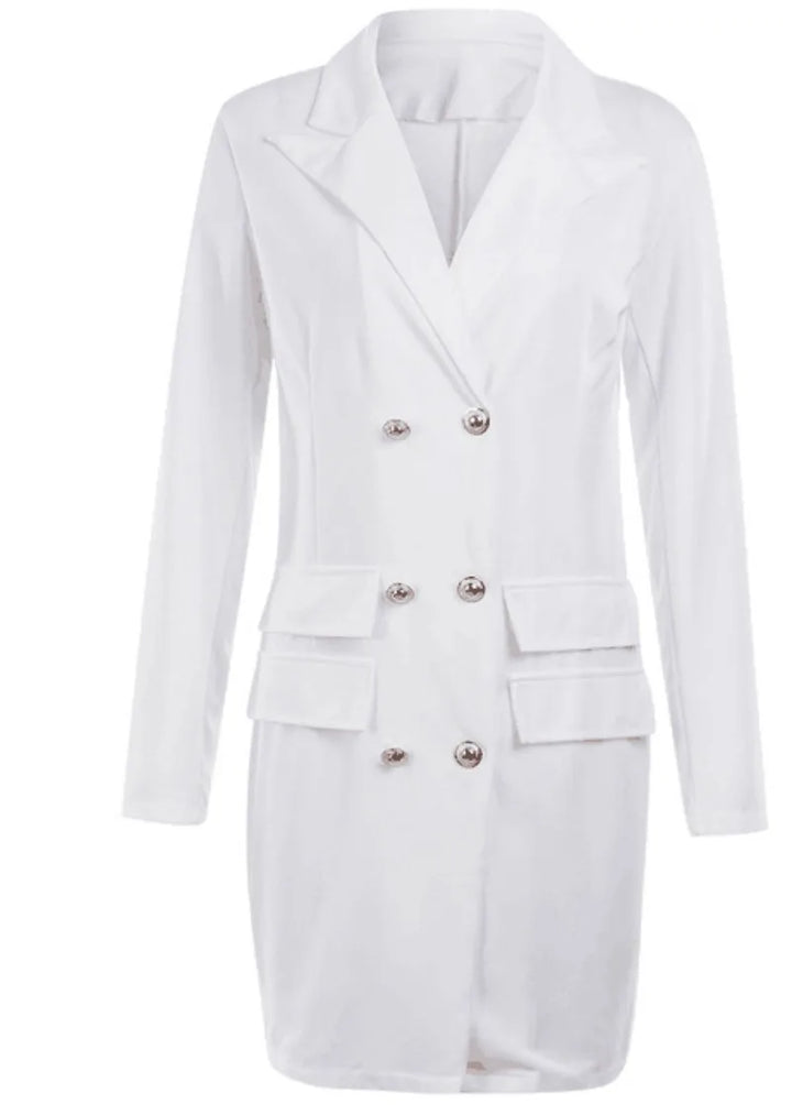 Drune | Frauen Blaue Jacke Elegant Büro Damen Kleid Langarm Schwarz Weiß Frühling Sommer Weiblich Lässig Mode Große Größe Anzug