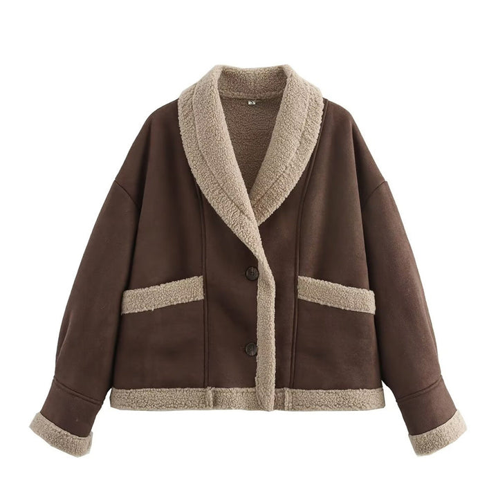 Drune | Damen Winter Chic Wildlederjacke mit Taschen