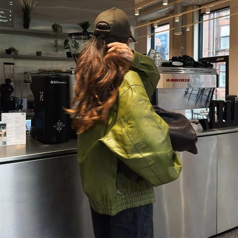 Drune | Immitierte Lederjacke mit Gürtel für Frauen