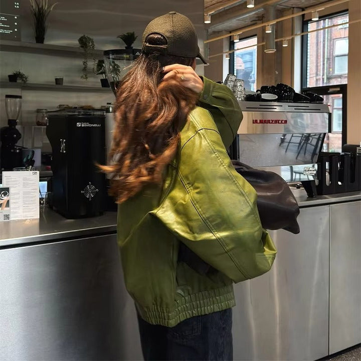 Drune | Immitierte Lederjacke mit Gürtel für Frauen