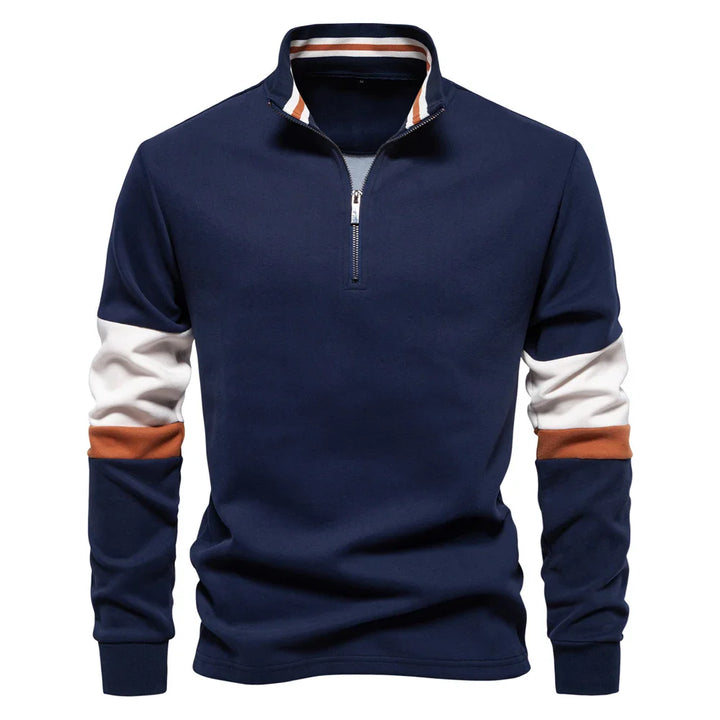 Drune | Langarmiger Pullover mit Reißverschluss Baumwollmischung Trendy und Komfortabel