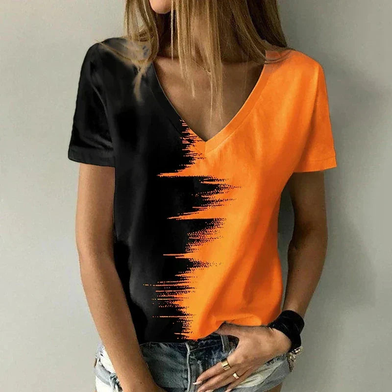 Drune | T-Shirt mit V-Ausschnitt und Kurzen Ärmeln