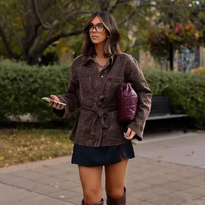 Drune | Jeansjacke mit Leopardenmuster