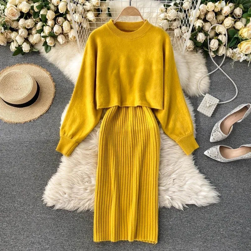 Drune | Strickkleid und Pullover Set für Damen