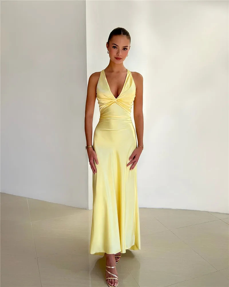 Drune | Schleife Rückenfrei Abend Maxi Kleid
