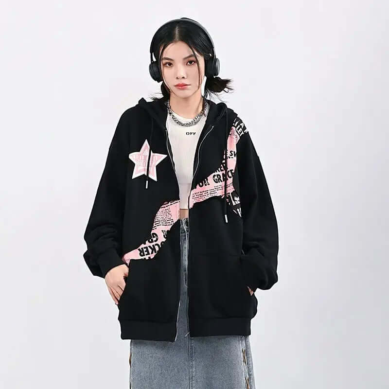 Drune | Oversized Damen Hoodie Mit Print | Bequemer Streetwear Pullover