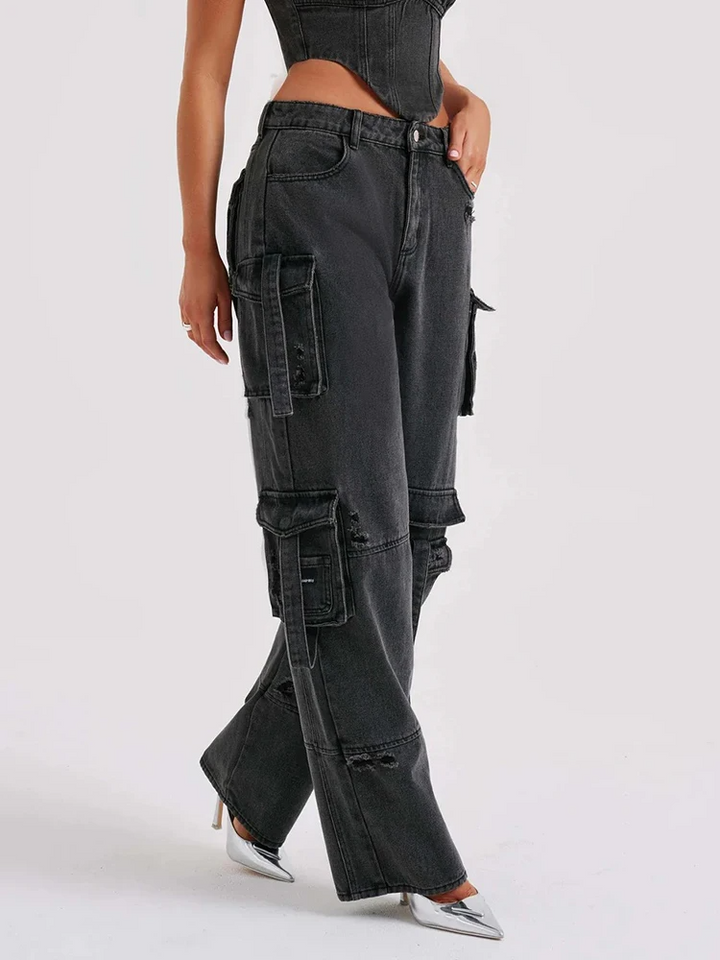 Drune | Stylische Cargohose Aus Denim