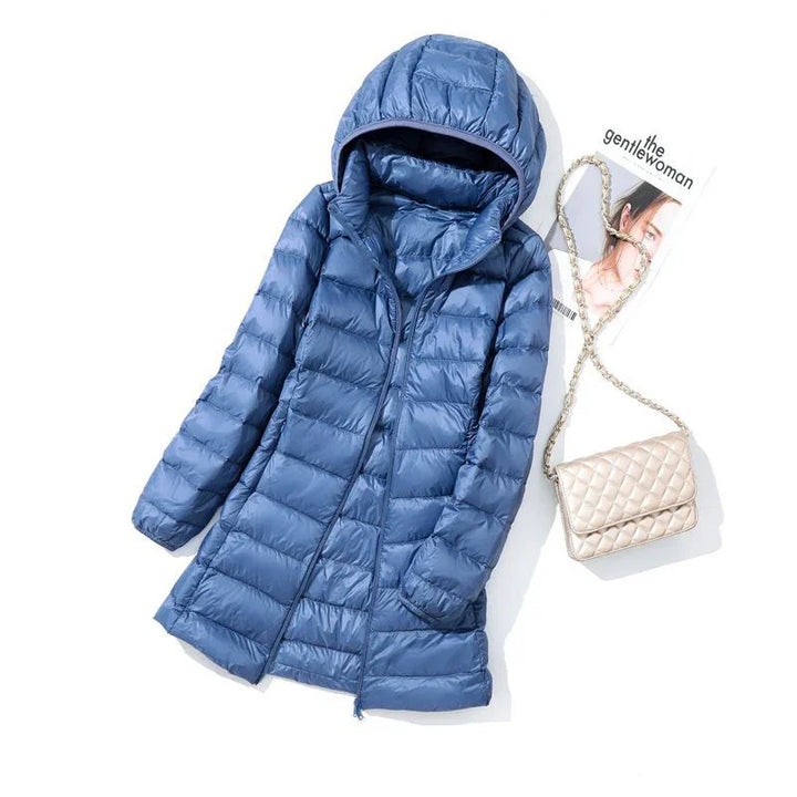 Drune - Damen tragbarer Puffer-Mantel mit abnehmbarer Kapuze