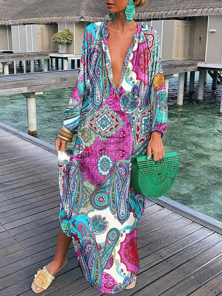 Drune | Maxi Kleid Boho mit Langen Ärmeln