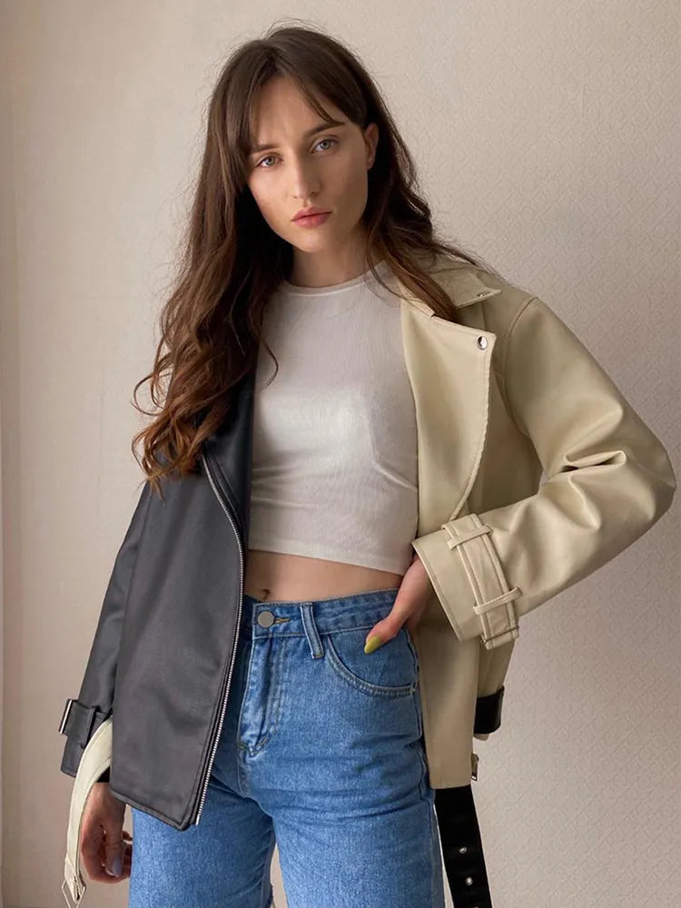 Drune | Colour Block Lederjacke Für Damen