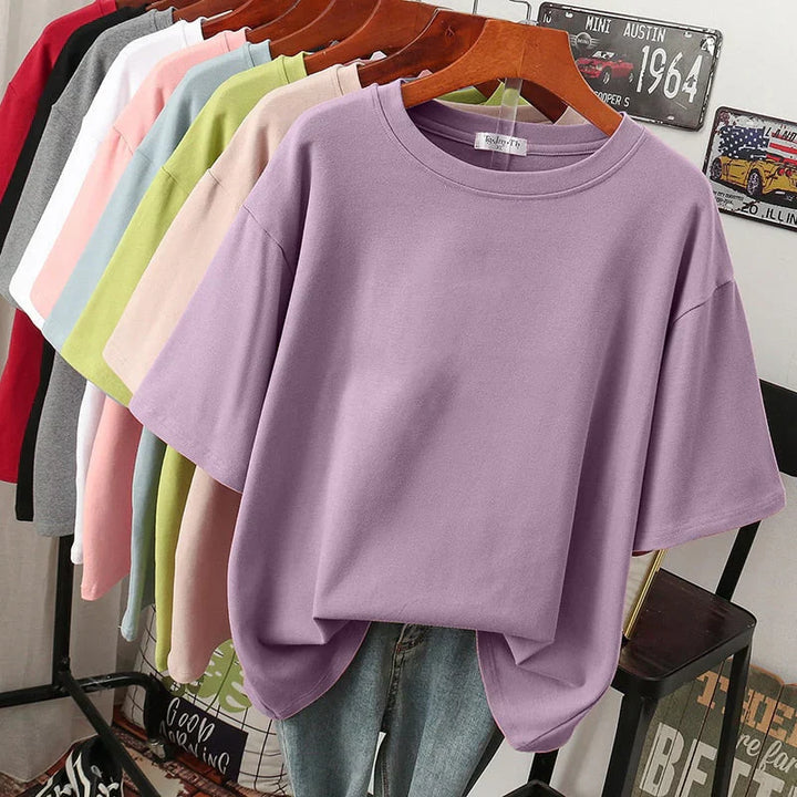 Drune | Kuscheliges Baumwoll-Basic T-Shirt In Übergröße für Frauen