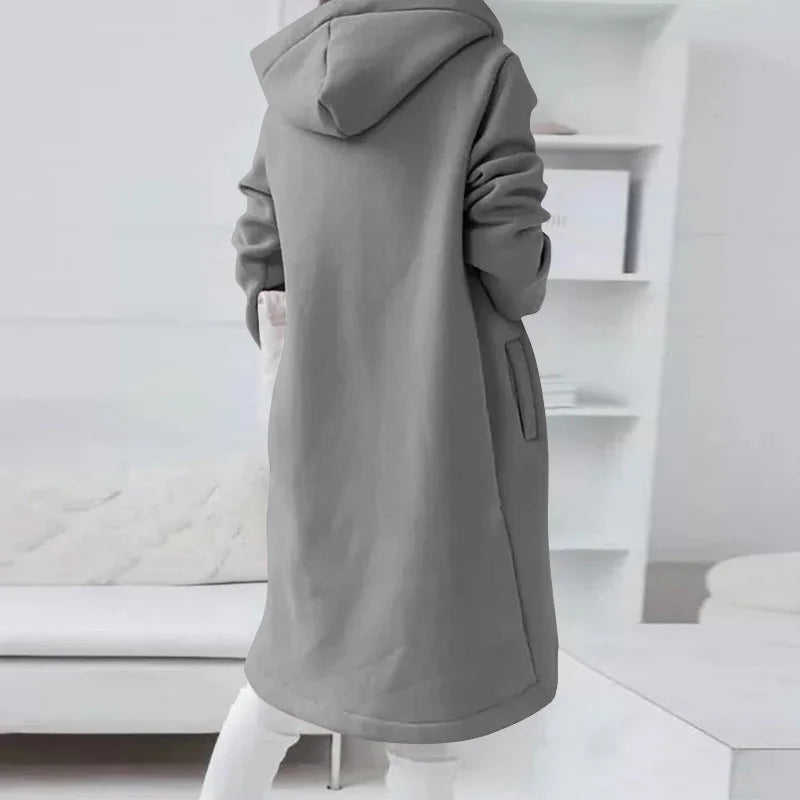 Drune | Kapuzenstrickjacke mit geschwungenem Saum