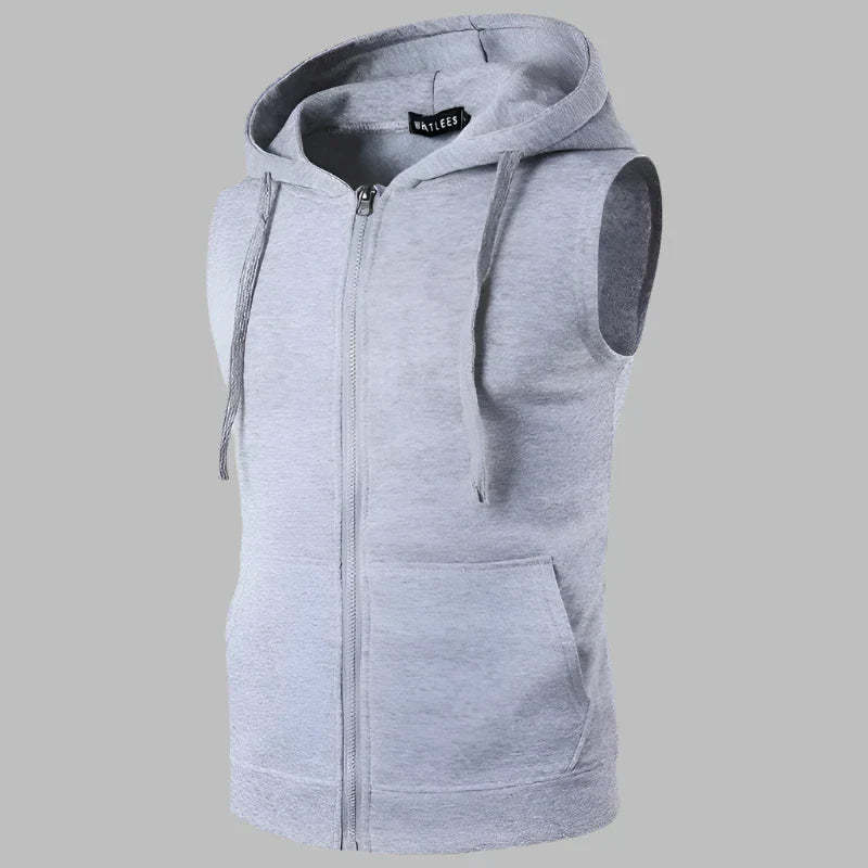 Drune | Ärmelloser Herrenpullover Mit Reißverschluss Und Kapuze