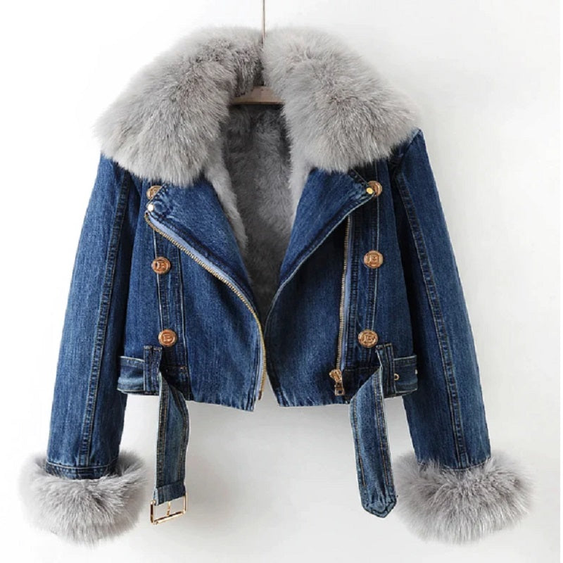 Drune | Lässige Jeansjacke mit Fellkragen