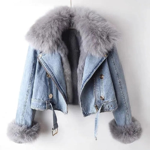 Drune | Lässige Jeansjacke mit Fellkragen