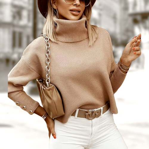 Drune | Buttoned Damen Rollkragenpullover mit stilvollem Detail