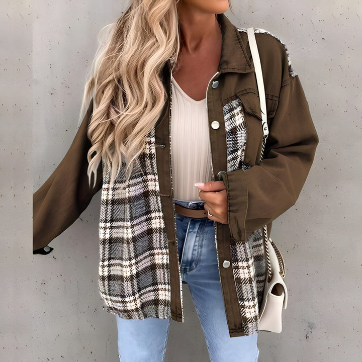 Langärmelige karierte Jacke