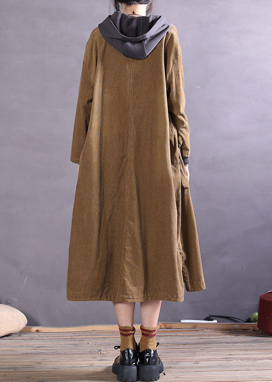 Drune | Khaki Knopfseitig offene Cordjacken