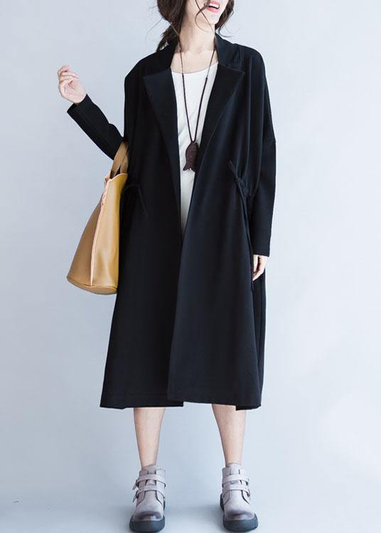 Drune | Square Collar Kordelzug Mode Kleidung für Frauen schwarze Kniejacken