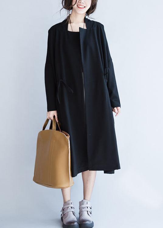 Drune | Square Collar Kordelzug Mode Kleidung für Frauen schwarze Kniejacken