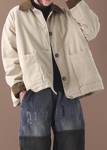 Drune | beige Feine Kranichmäntel Arbeitsrevers Patchwork-Outwear