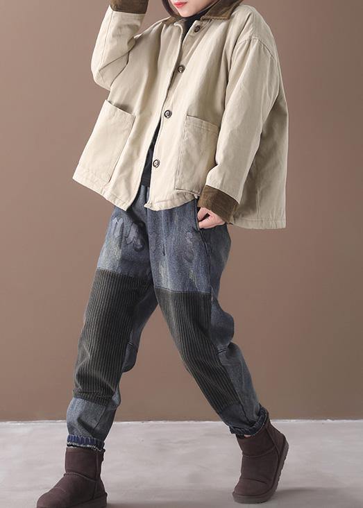 Drune | beige Feine Kranichmäntel Arbeitsrevers Patchwork-Outwear