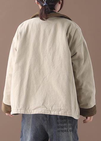 Drune | beige Feine Kranichmäntel Arbeitsrevers Patchwork-Outwear