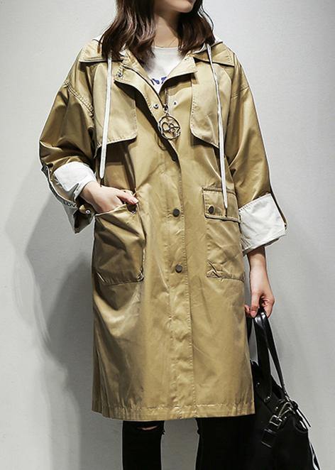 Drune | Kapuzenzug Fine Coats Frauen khaki Baumwolle Frauen Mäntel