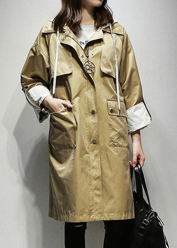 Drune | Kapuzenzug Fine Coats Frauen khaki Baumwolle Frauen Mäntel