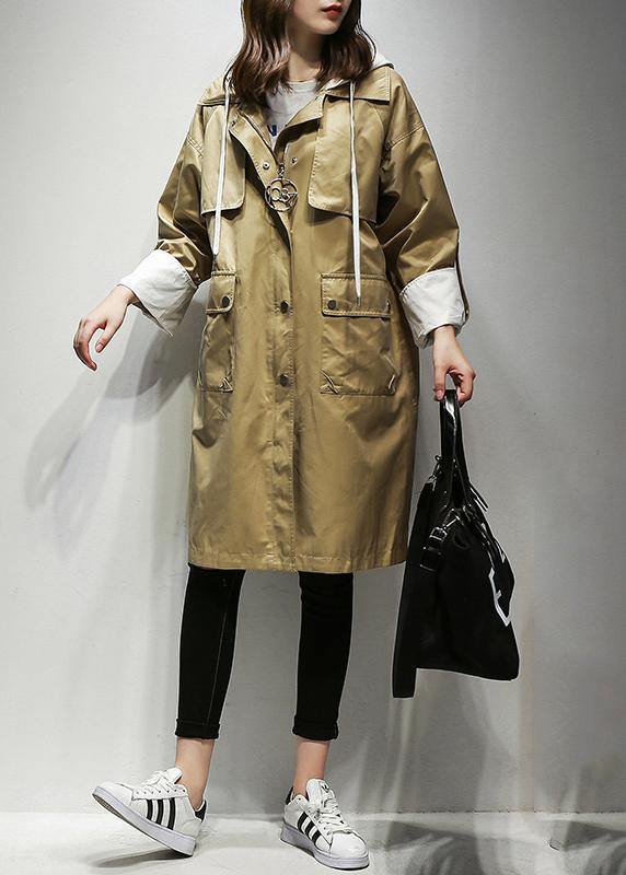 Drune | Kapuzenzug Fine Coats Frauen khaki Baumwolle Frauen Mäntel