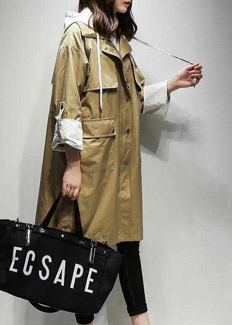 Drune | Kapuzenzug Fine Coats Frauen khaki Baumwolle Frauen Mäntel