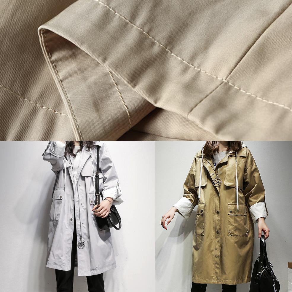 Drune | Kapuzenzug Fine Coats Frauen khaki Baumwolle Frauen Mäntel