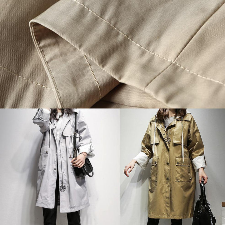 Drune | Kapuzenzug Fine Coats Frauen khaki Baumwolle Frauen Mäntel