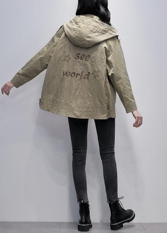 Drune | Kapuzenzipper Fashion Freizeitmäntel Damen grau grün lockere Mäntel