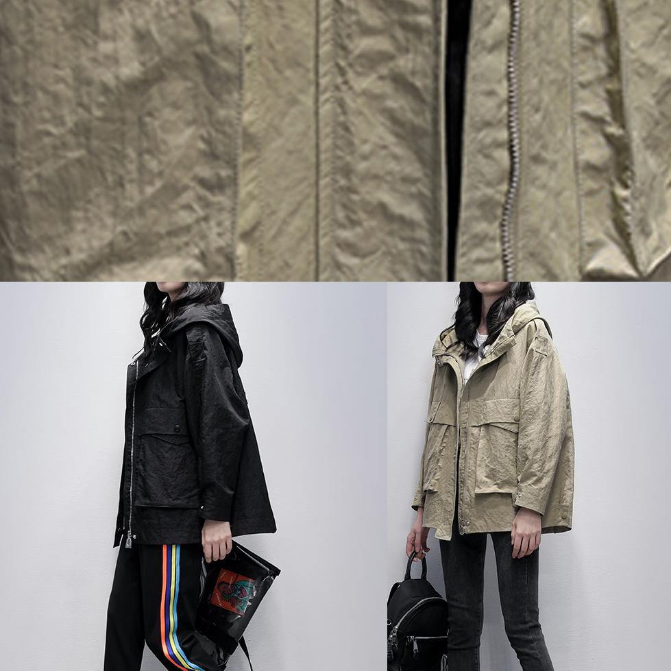 Drune | Kapuzenzipper Fashion Freizeitmäntel Damen grau grün lockere Mäntel