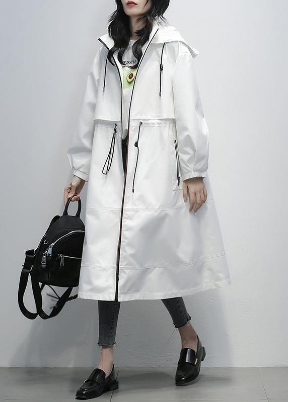 Drune | Kapuzenjacke mit Reißverschluss für Damen weiße kurze Mäntel