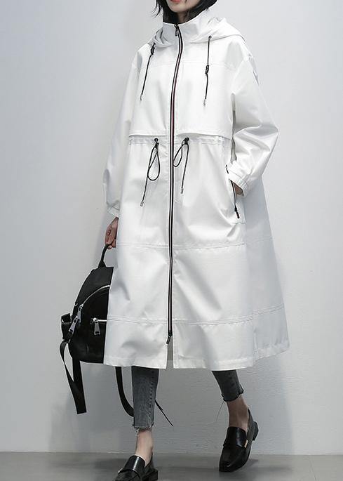 Drune | Kapuzenjacke mit Reißverschluss für Damen weiße kurze Mäntel