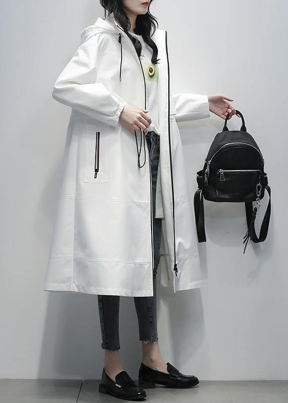Drune | Kapuzenjacke mit Reißverschluss für Damen weiße kurze Mäntel