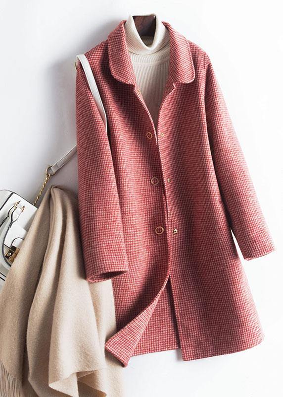 Drune | Revers Taschen Mode Trenchcoat rosa Karomuster Boxjacken