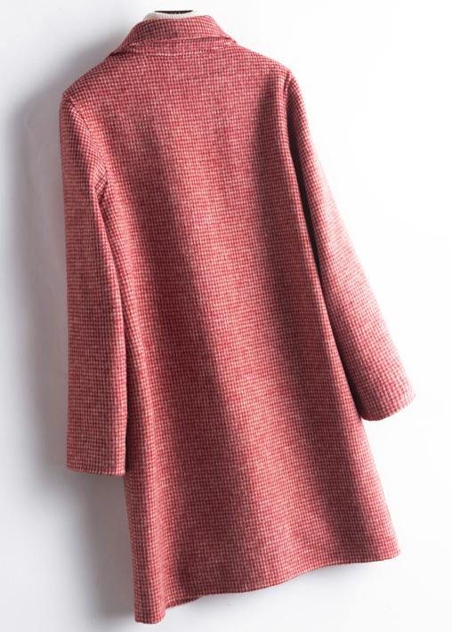 Drune | Revers Taschen Mode Trenchcoat rosa Karomuster Boxjacken