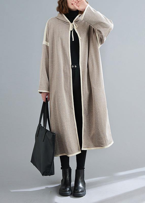 Drune | gestreifte Tunika Mäntel Outfits Kapuzen-Patchwork-Mantel