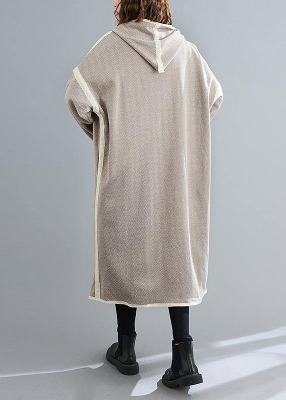 Drune | gestreifte Tunika Mäntel Outfits Kapuzen-Patchwork-Mantel