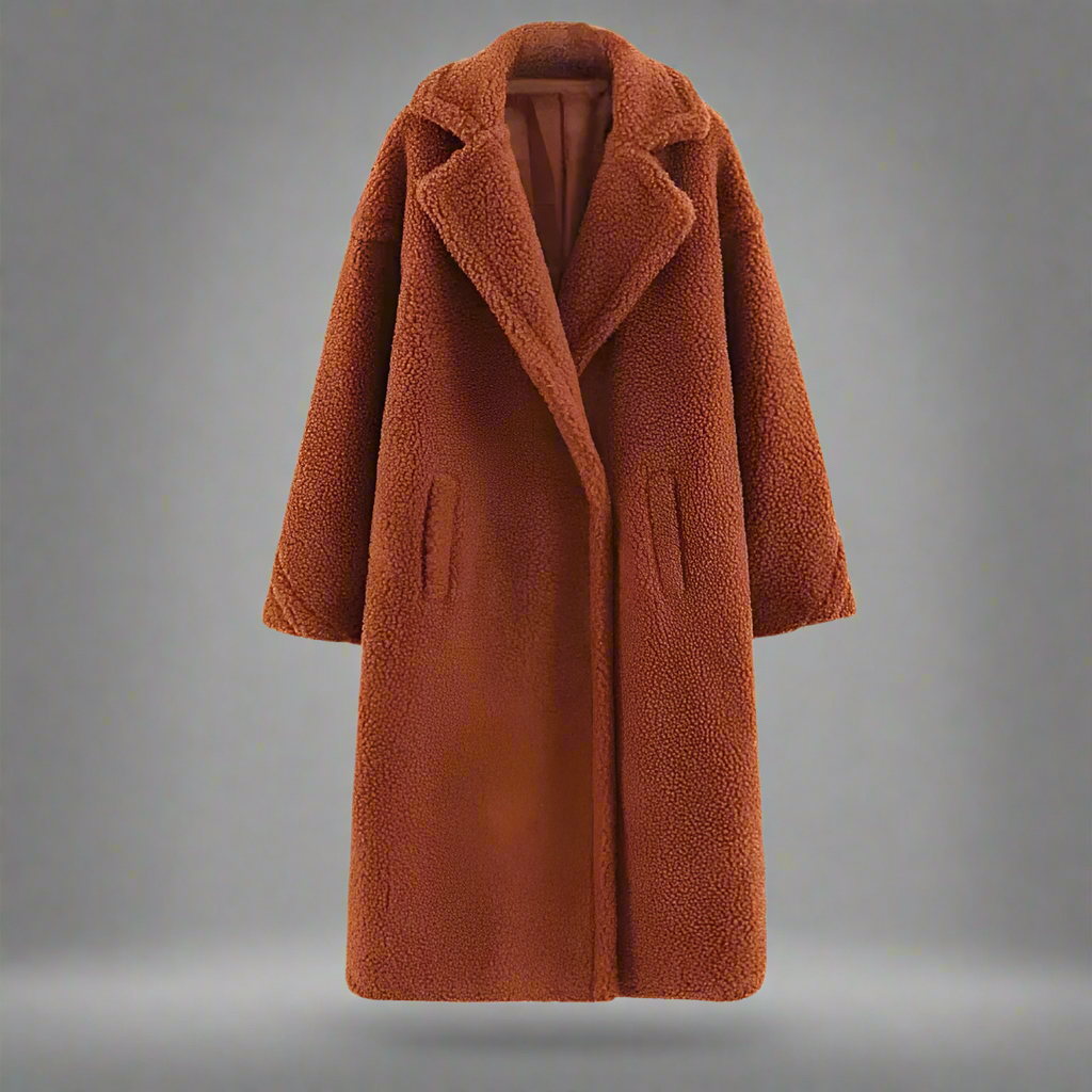 Drune | Langer Übergroß Schnitt Weiches Teddy Fleece Reverskragen Warm Und Bequem