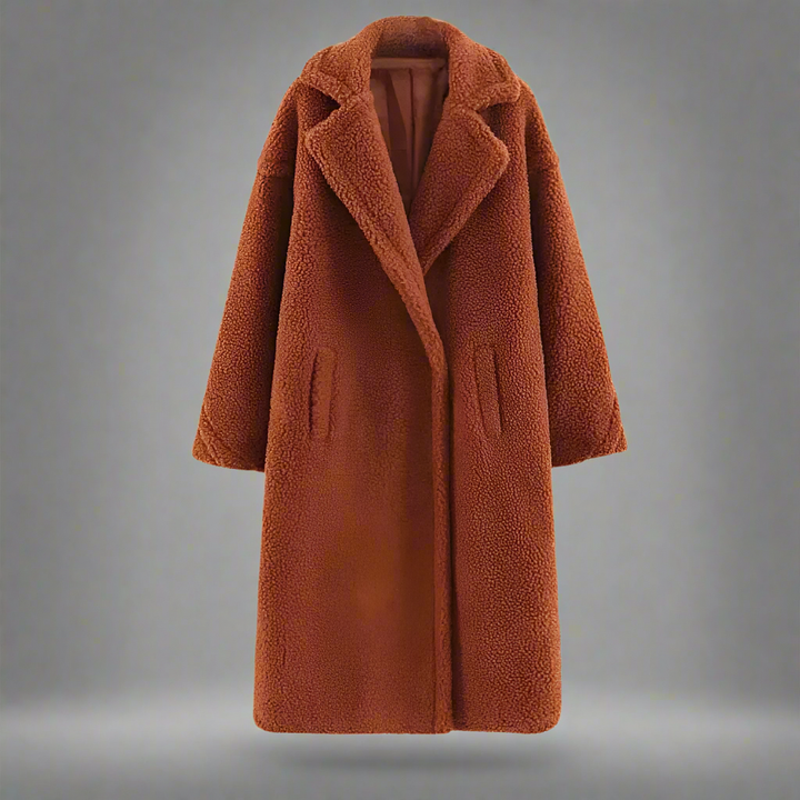 Drune | Langer Übergroß Schnitt Weiches Teddy Fleece Reverskragen Warm Und Bequem