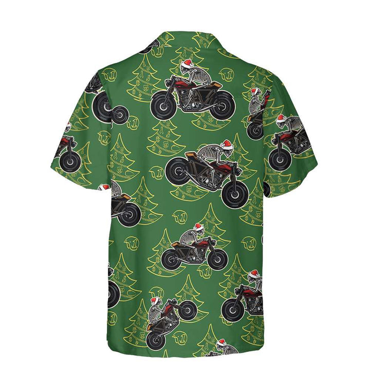 Drune | Skeleton Motorrad fahrend Weihnachts Hawaiian Shirt, Lustiges Weihnachtsgeschenk für Biker